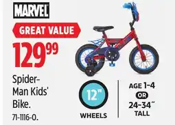 Canadian Tire Marvel Spider- Man Kids' Bike offer