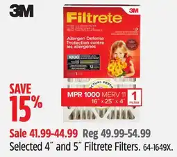 Canadian Tire Selected 4˝ and 5˝ Filtrete Filters offer