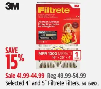 Canadian Tire Selected 4˝ and 5˝ Filtrete Filters offer