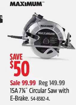 Canadian Tire 15A 71⁄4˝ Circular Saw with E-Brake offer