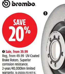 Canadian Tire Brembo UV-Coated Brake Rotors offer