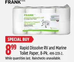 Canadian Tire Frank Rapid Dissolve RV and Marine Toilet Paper offer