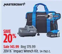 Canadian Tire Mastercraft 20V 1⁄2˝ Impact Wrench Kit offer