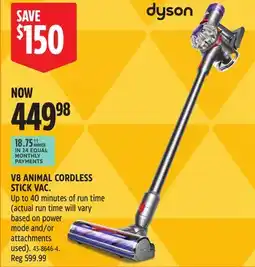 Canadian Tire V8 ANIMAL CORDLESS STICK VAC offer