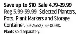 Canadian Tire southern Pots, Plant Markers and Storage Container offer