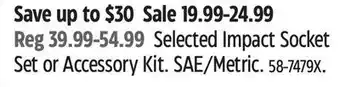 Canadian Tire Maximum Selected Impact Socket Set or Accessory Kit offer