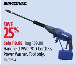 Canadian Tire Simoniz Handheld PWR POD Cordless Power Washer offer