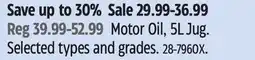 Canadian Tire Motomaster Motor Oil, 5L Jug. Selected types and grades offer