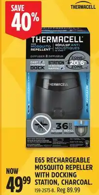 Canadian Tire Thermacell E65 RECHARGEABLE MOSQUITO REPELLER WITH DOCKING STATION, CHARCOAL offer