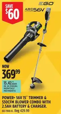 Canadian Tire POWER 56 V TRIMMER & 530CFM BLOWER offer
