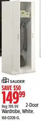 Canadian Tire Sauder 2-Door Wardrobe, White offer