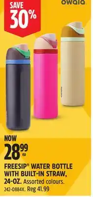 Canadian Tire OWALA FREESIP WATER BOTTLE WITH BUILT-IN STRAW, 24-OZ offer