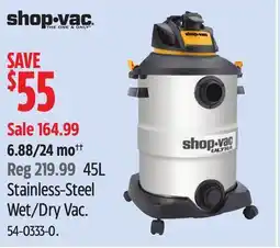 Canadian Tire Shop Vac 45L Stainless-Steel Wet/Dry Vac offer