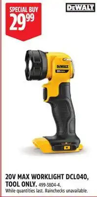 Canadian Tire DEWALT 20V MAX WORKLIGHT DCL040 offer