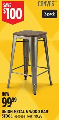 Canadian Tire CANVAS UNION METAL & WOOD BAR STOOL offer