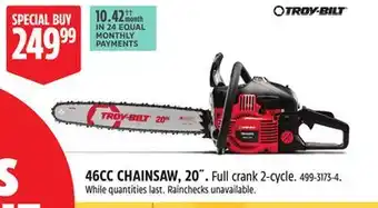 Canadian Tire Troy-Bilt 46CC CHAINSAW offer