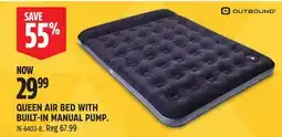 Canadian Tire OUTBOUND QUEEN AIR BED WITH BUILT-IN MANUAL PUMP offer