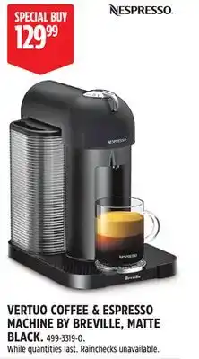 Canadian Tire VERTUO COFFEE & ESPRESSO MACHINE BY BREVILLE, MATTE BLACK offer