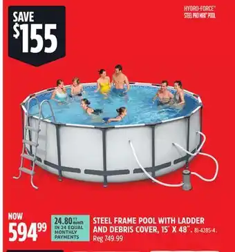 Canadian Tire STEEL FRAME POOL WITH LADDER AND DEBRIS COVER, 15´ X 48˝ offer