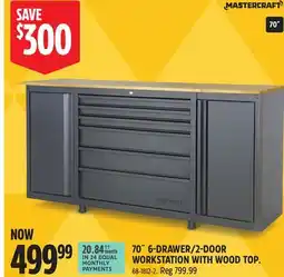 Canadian Tire Mastercraft 70˝ 6-DRAWER/2-DOOR WORKSTATION WITH WOOD TOP offer
