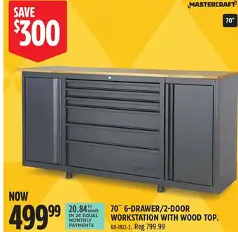 Canadian Tire Mastercraft 70˝ 6-DRAWER/2-DOOR WORKSTATION WITH WOOD TOP offer