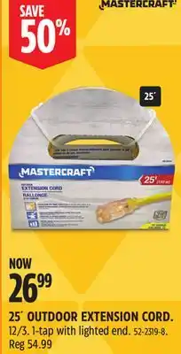 Canadian Tire Mastercraft 25´ OUTDOOR EXTENSION CORD offer