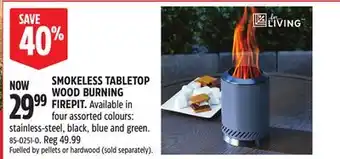 Canadian Tire FOR LIVING SMOKELESS TABLETOP WOOD BURNING FIREPIT offer