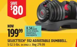 Canadian Tire BOWFLEX SELECTTECH 552 ADJUSTABLE DUMBBELL offer