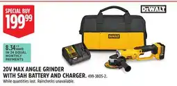 Canadian Tire Dewalt 20V MAX ANGLE GRINDER WITH 5AH BATTERY AND CHARGER offer