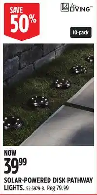 Canadian Tire For Living SOLAR POWERED DISK PATHWAY LIGHTS offer