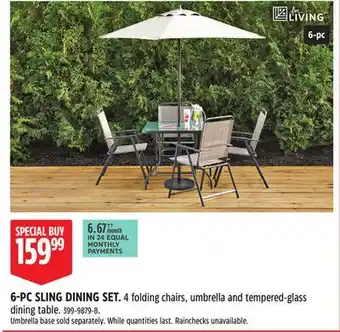 Canadian Tire FOR LIVING 6-PC SLING DINING SET offer