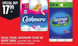 Canadian Tire SCOTTIES FACIAL TISSUE, BATHROOM TISSUE OR PAPER TOWEL offer