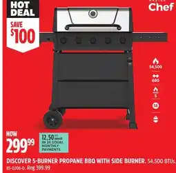 Canadian Tire MASTER CHEF DISCOVER 5-BURNER PROPANE BBQ WITH SIDE BURNER offer