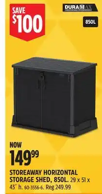 Canadian Tire Duramax STOREAWAY HORIZONTAL STORAGE SHED, 850L offer