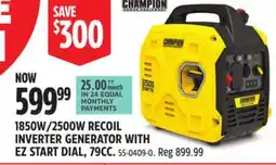 Canadian Tire 1850W/2500W RECOIL INVERTER GENERATOR WITH EZ START DIAL offer