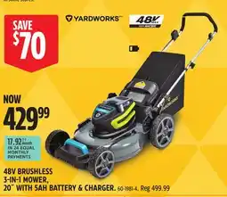 Canadian Tire YARDWORKS 48V BRUSHLESS 3-IN-1 MOWER, 20 WITH 5AH BATTERY & CHARGER offer