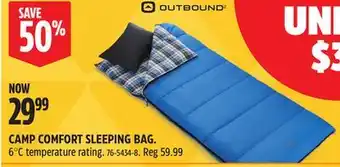 Canadian Tire OUTBOUND CAMP COMFORT SLEEPING BAG offer