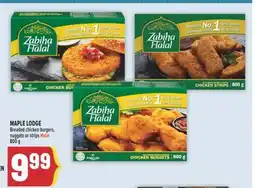 Marché Adonis MAPLE LODGE Breaded chicken burgers, nuggets or strips Halal offer