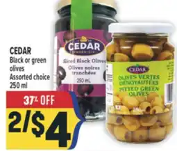 Marché Adonis CEDAR Black or green olives offer