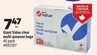 Giant Tiger Giant Value clear multi-purpose bags offer