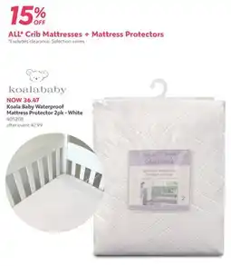 Babies 'R' Us Koala Baby Waterproof Mattress Protector 2pk - White offer