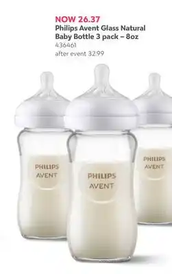 Babies 'R' Us Philips Avent Glass Natural Baby Bottle 3 pack – 8oz offer