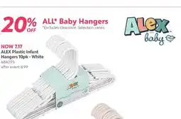 Babies 'R' Us ALEX Plastic Infant Hangers 10pk - White offer