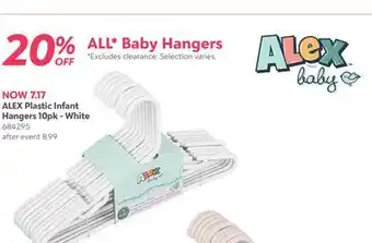 Babies 'R' Us ALEX Plastic Infant Hangers 10pk - White offer