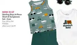 Babies 'R' Us Sterling Boys 4-Piece Short & Sunglasses Set - Cars offer