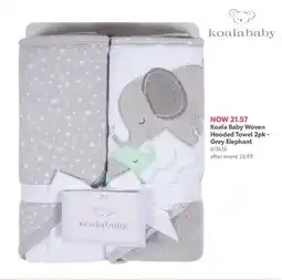 Babies 'R' Us Koala Baby Woven Hooded Towel 2pk - Grey Elephant offer