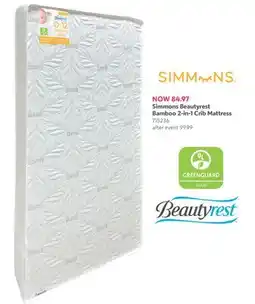 Babies 'R' Us Simmons Beautyrest Bamboo 2-in-1 Crib Mattress offer