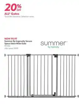 Babies 'R' Us Summer By Ingenuity Secure Space Extra-Wide Gate offer
