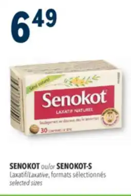 Familiprix SENOKOT or SENOKOT-S, Laxative, selected sizes offer