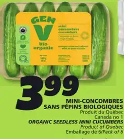 IGA ORGANIC SEEDLESS MINI CUCUMBERS offer